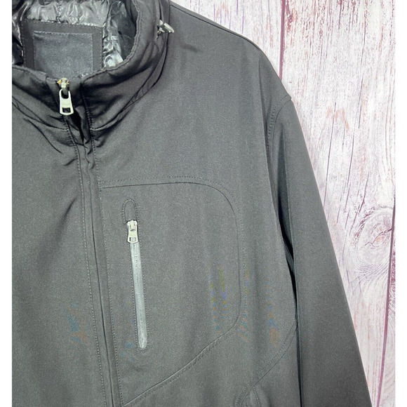 Tahari Men’s Softshell Casual Jacket Hooded Black Zipped Pockets Size L - Picture 2 of 8